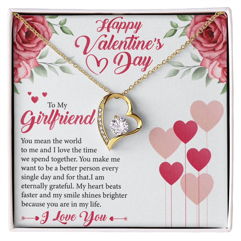 To My Girlfriend, My Valentine, Valentines Day Gift For Girlfriend, Heart Pendant Necklace, Heart Necklace with Message Card