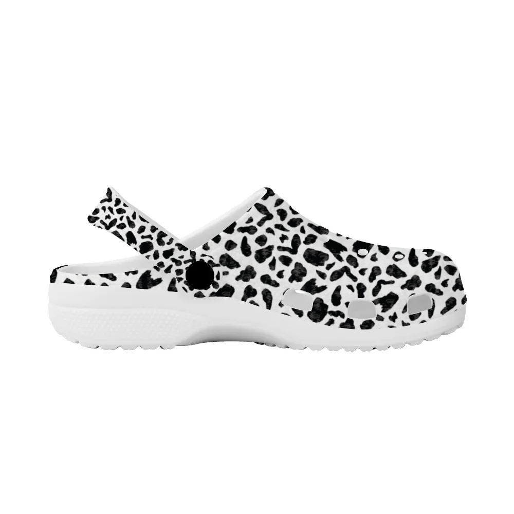 Clogs Animal Print, Slide-On's Cow Hide, Black and White