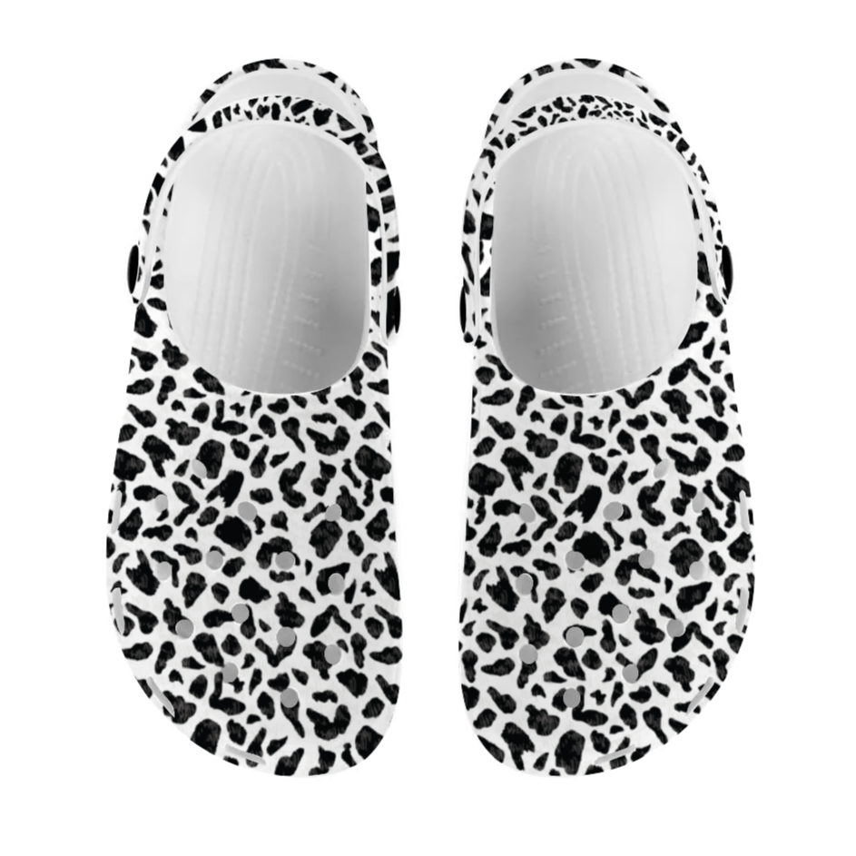 Clogs Animal Print, Slide-On's Cow Hide, Black and White