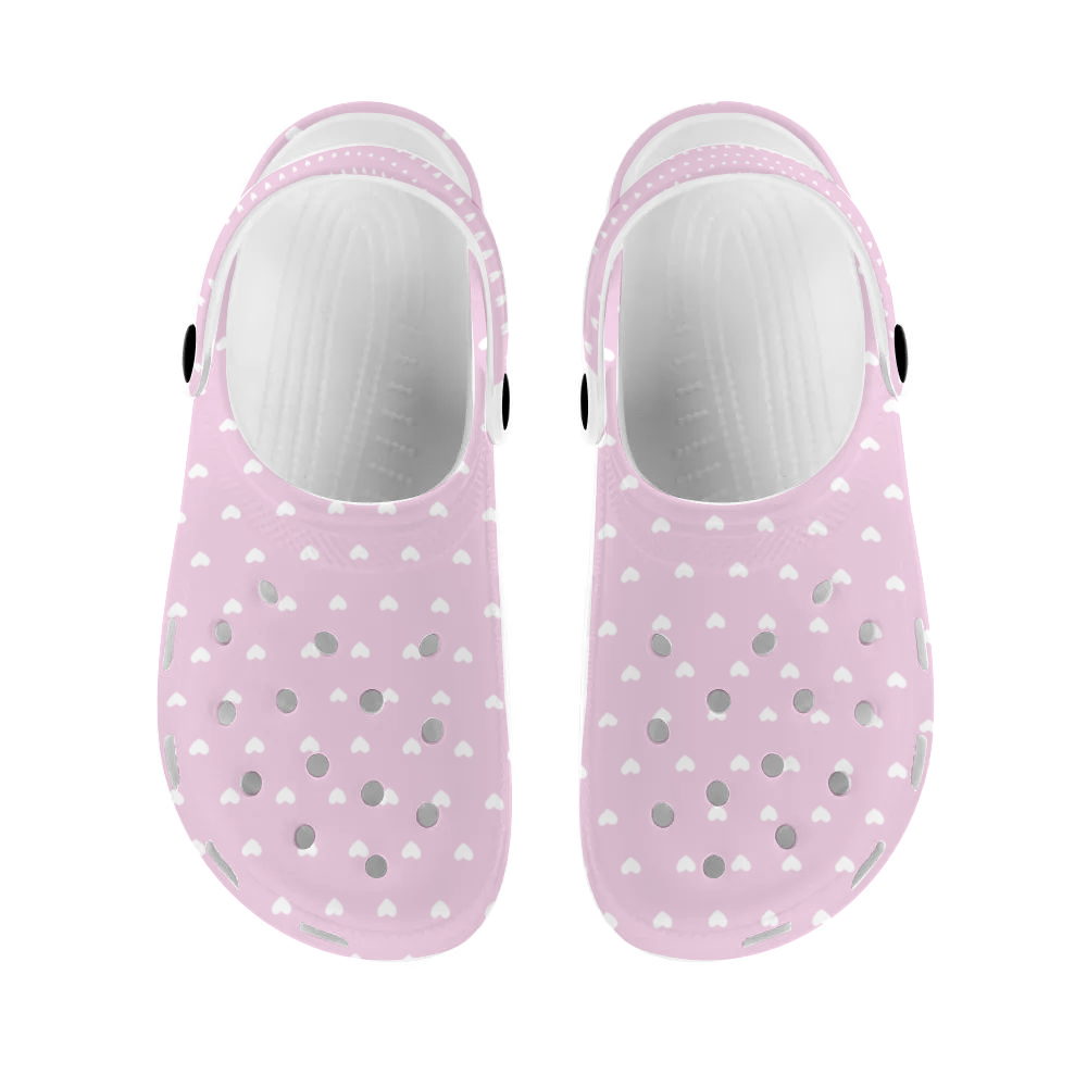 Hearts, Pink with White Clogs