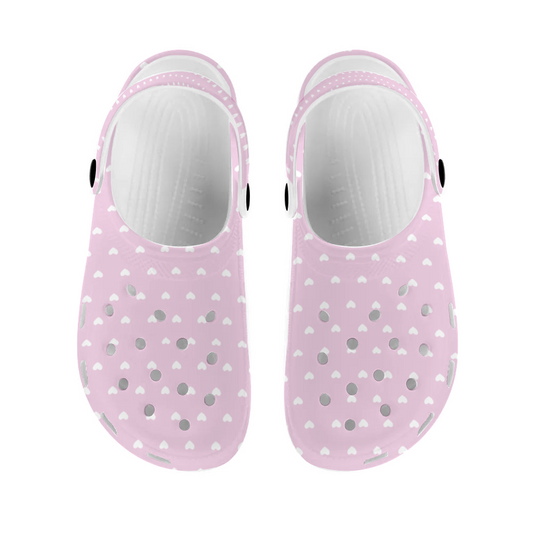 Hearts, Pink with White Clogs