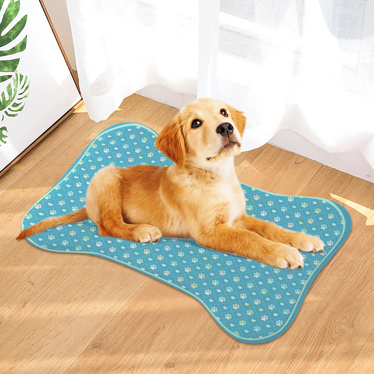 Teal Blue Big Paws Pet Rug