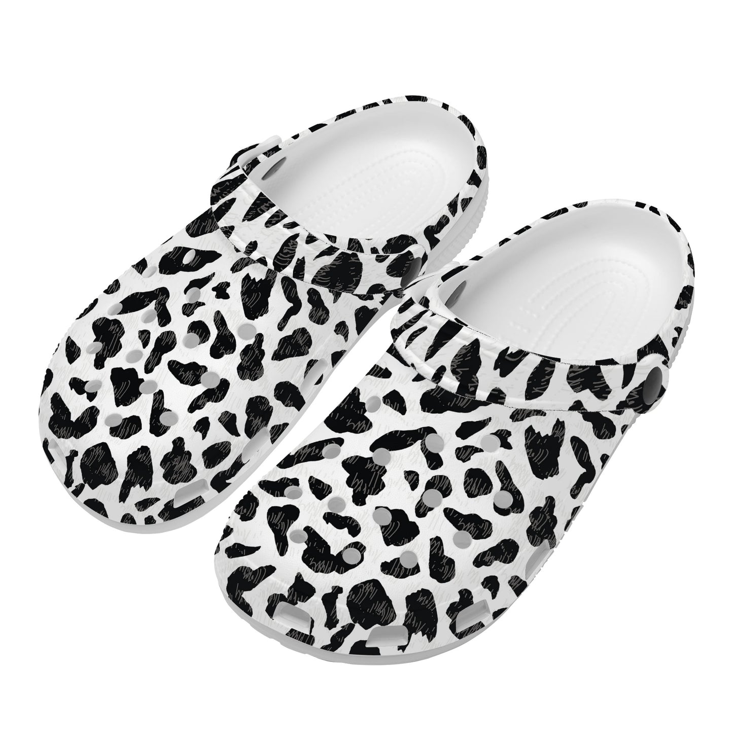 Clogs Animal Print, Slide-On's Cow Hide, Black and White