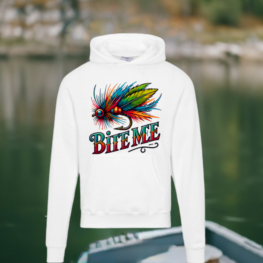 Hoodie, Anglers, Fishermen, Bite Me, Bold Lure Graphic, Champion Hoodie