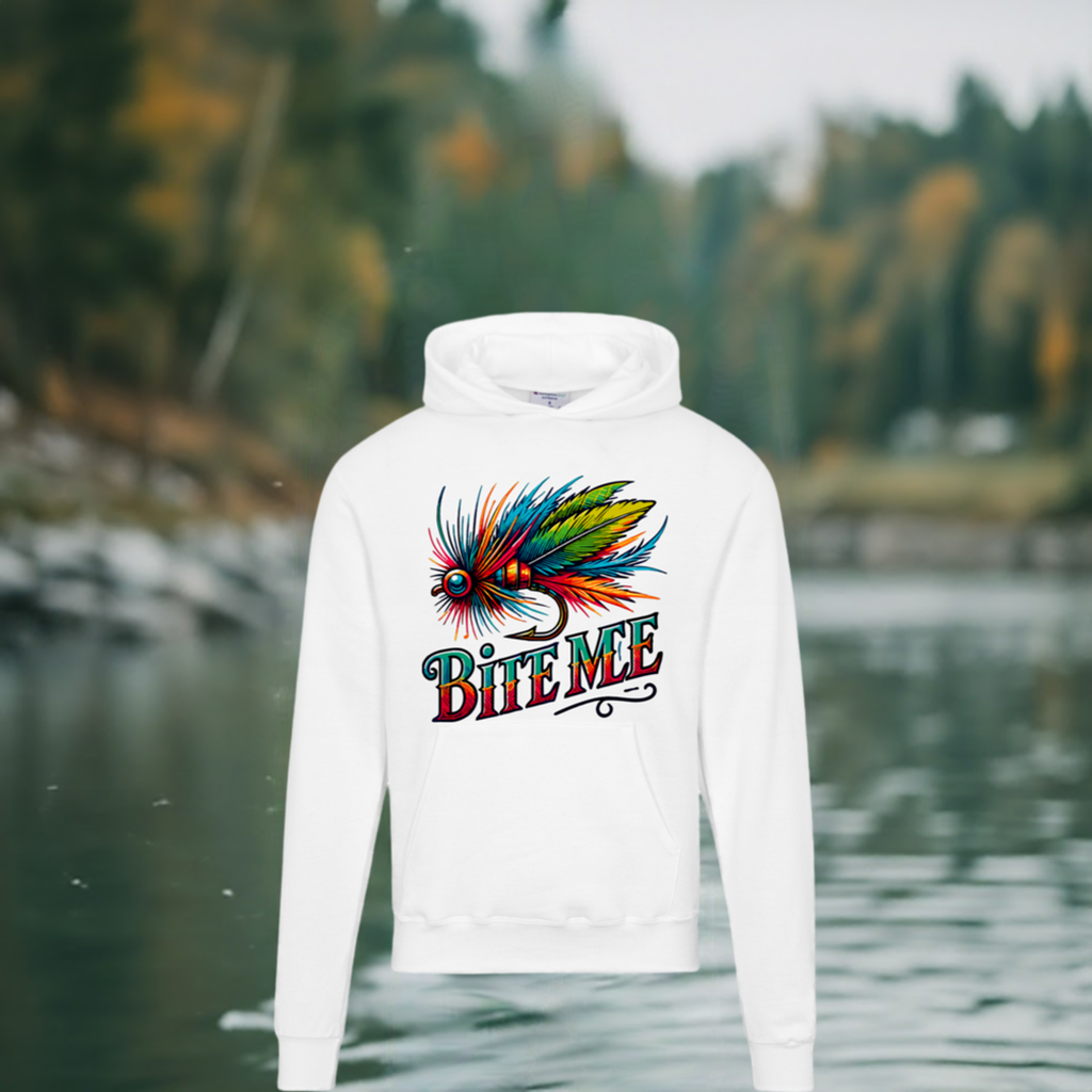 Hoodie, Anglers, Fishermen, Bite Me, Bold Lure Graphic, Champion Hoodie