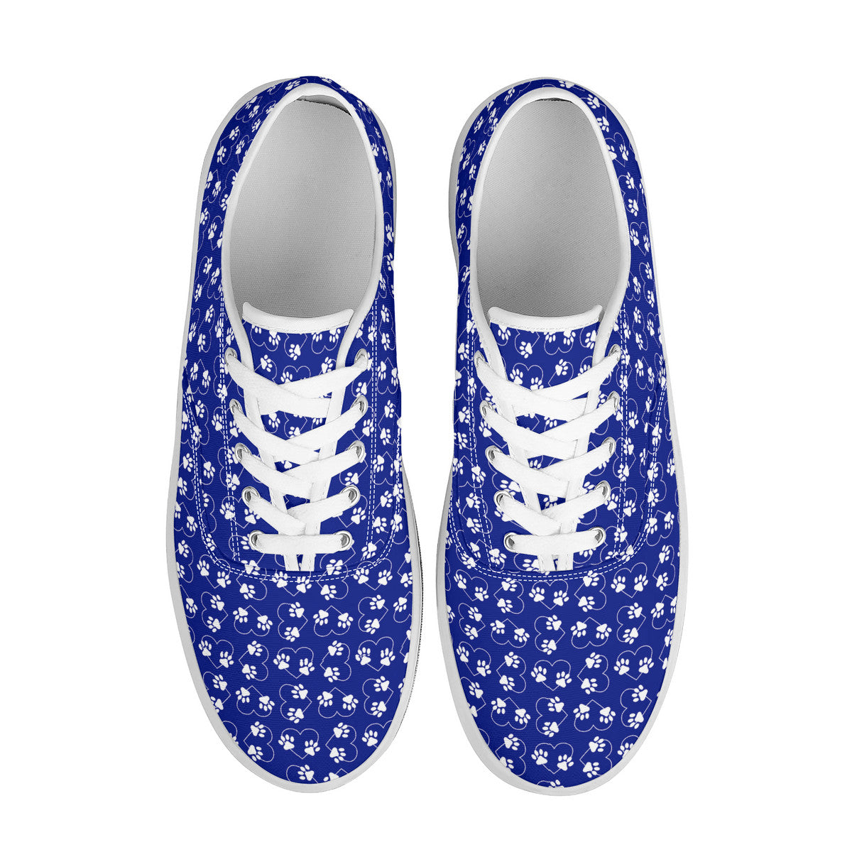 Sneakers, Blue Paw Prints with Hearts