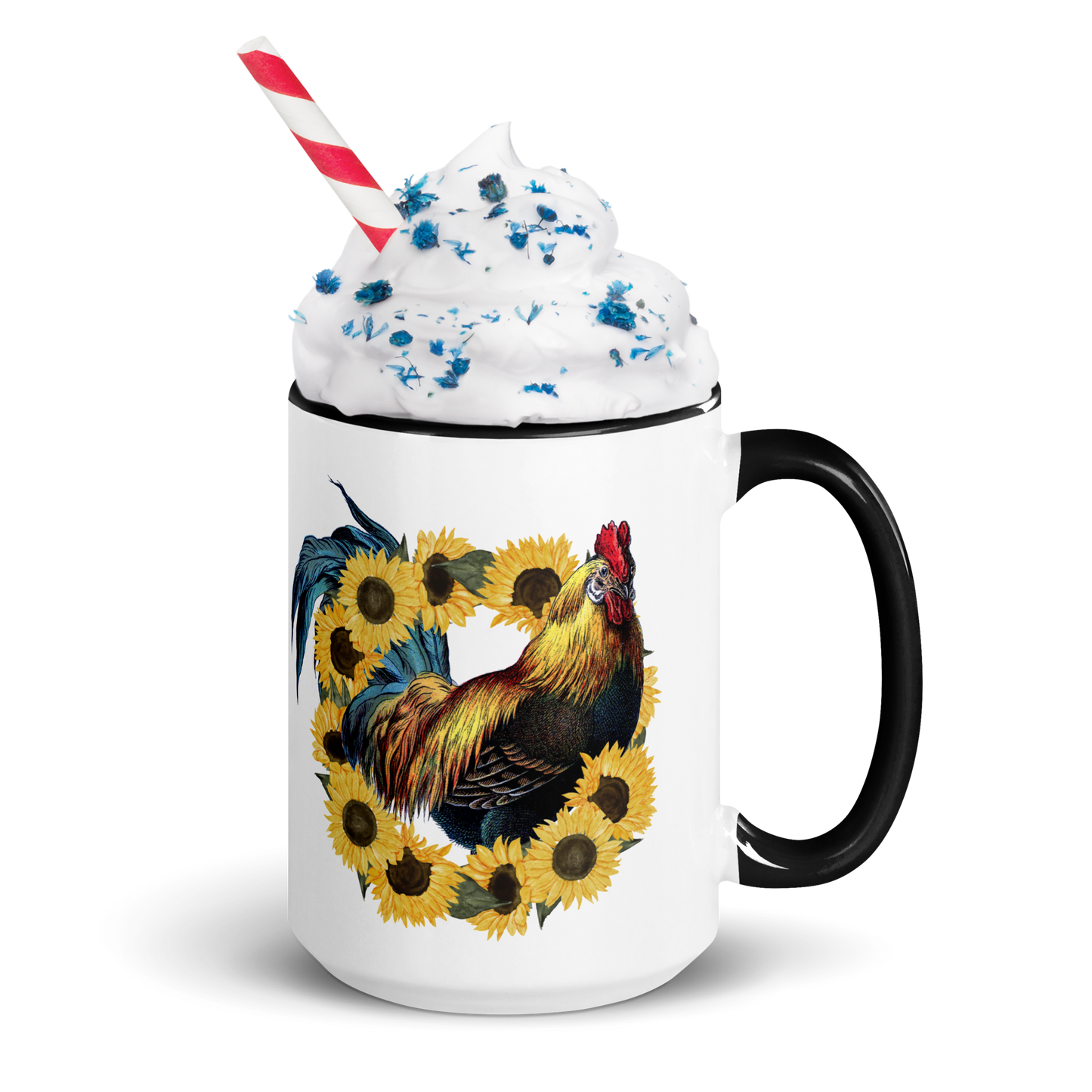 Rooster in Sunflower Wreath Coffee Mug, 11oz and 15oz