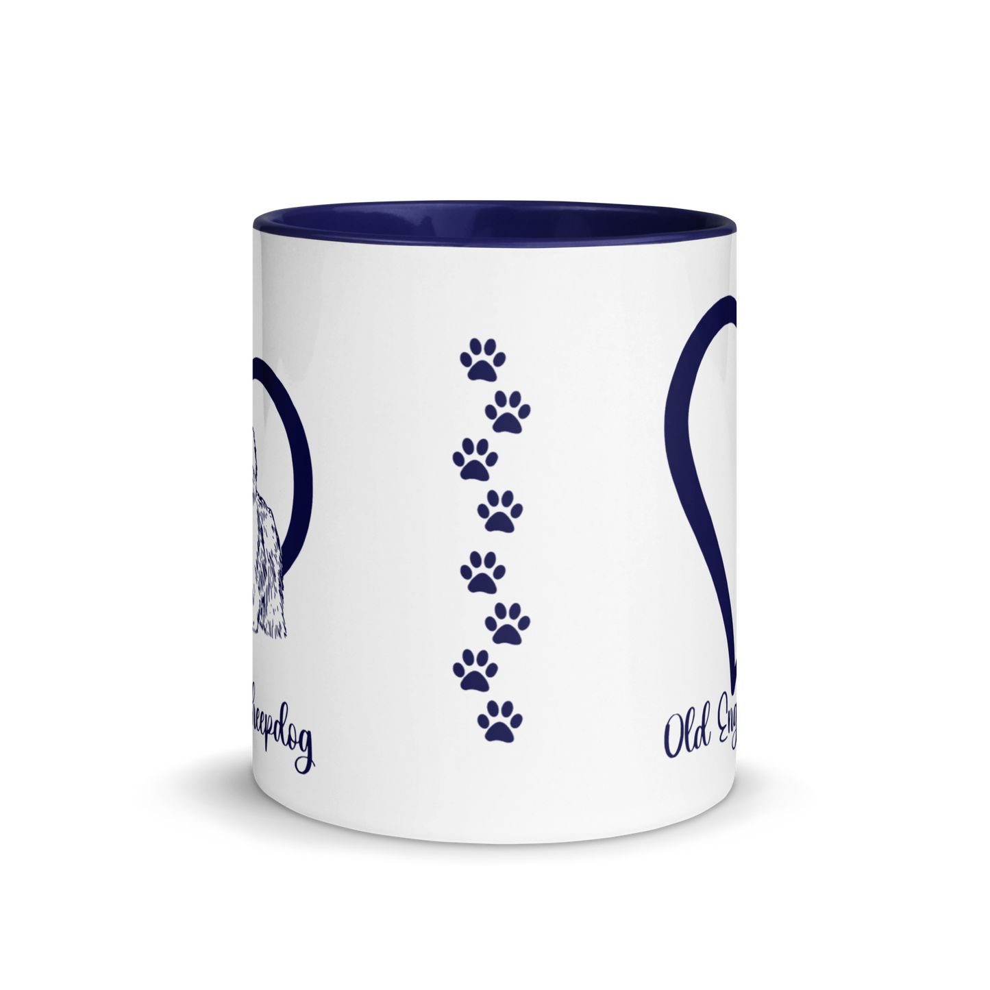 Old English Sheepdog Heart Blue Ceramic Mug