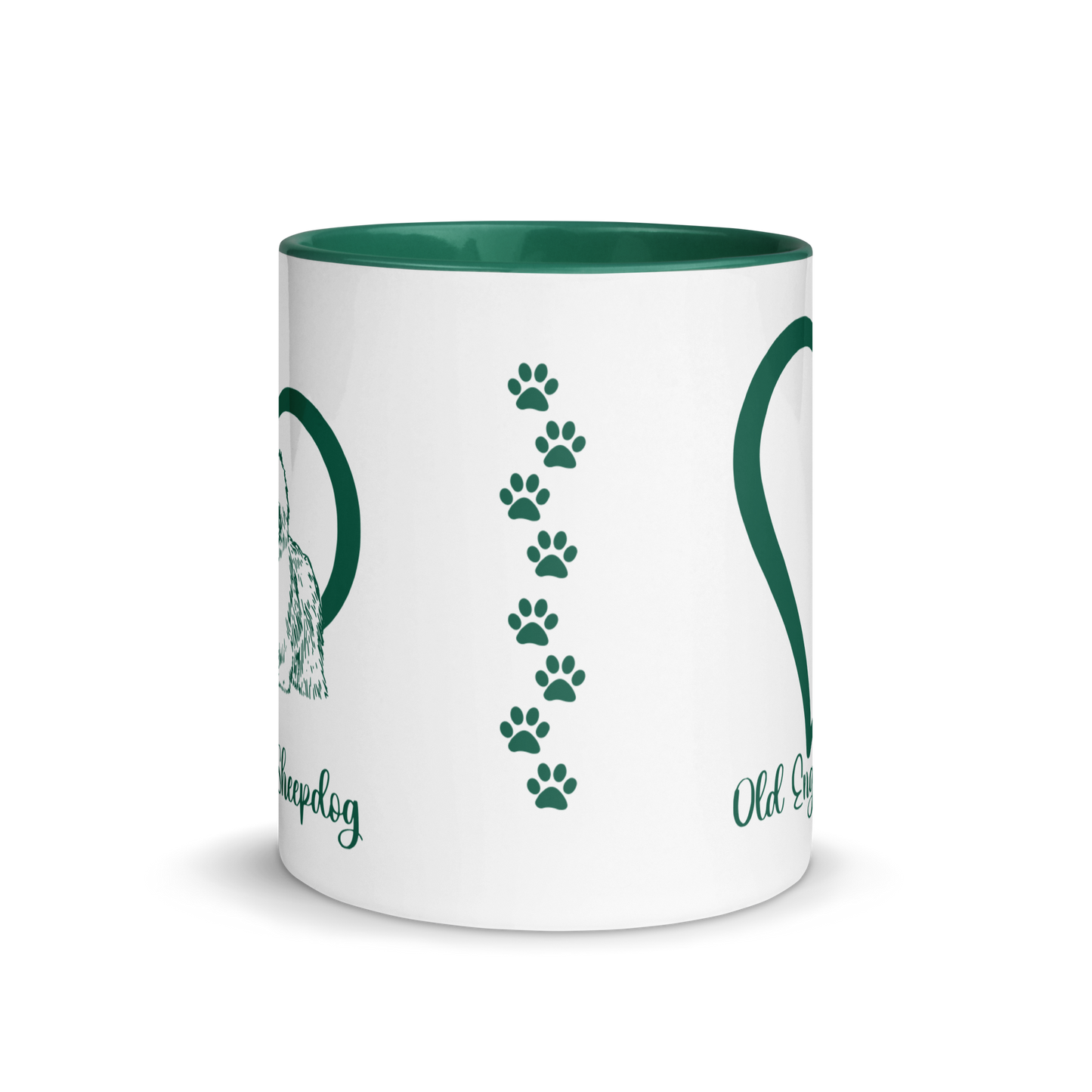 Old English Sheepdog Heart Green Ceramic Mug