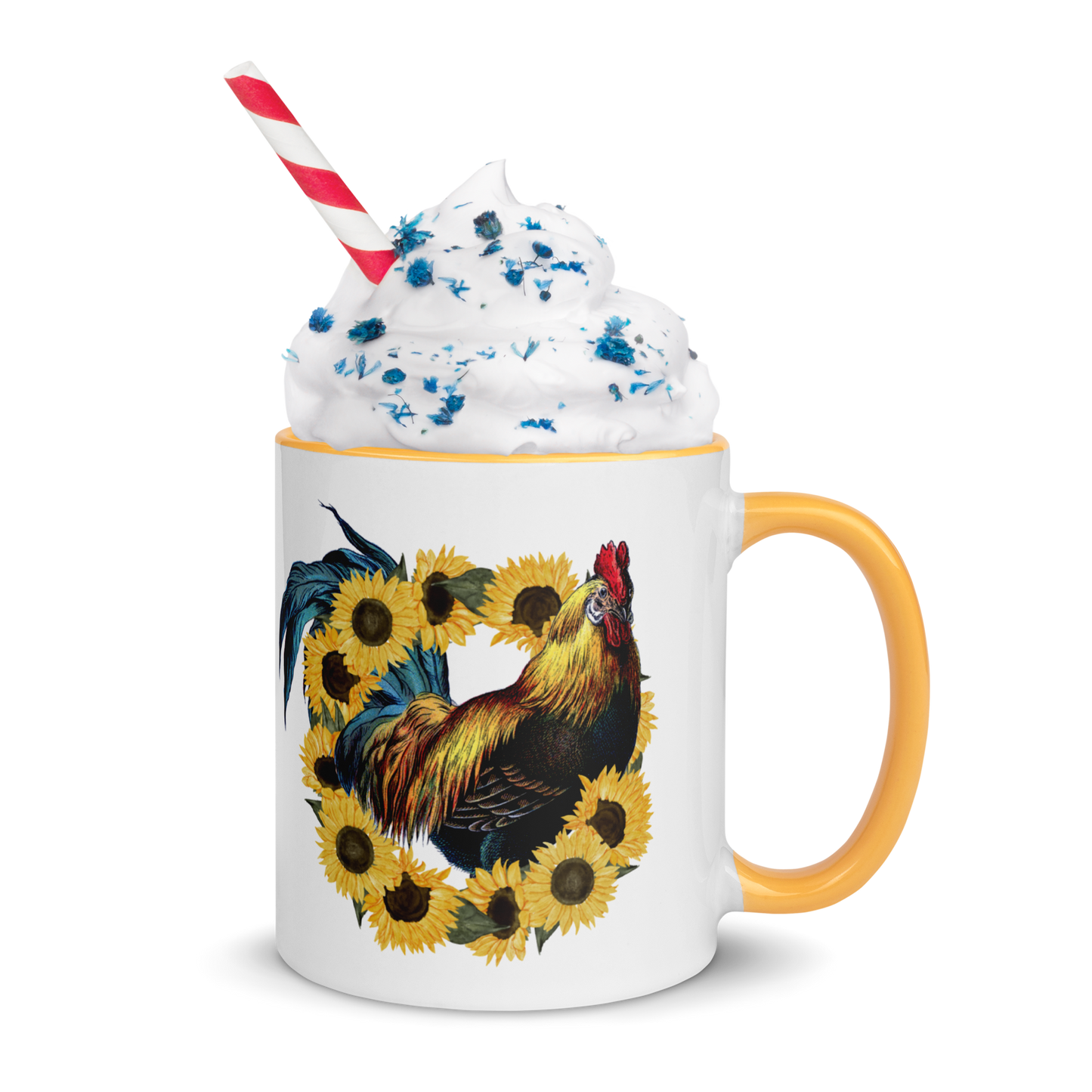 Rooster in Sunflower Wreath Coffee Mug, 11oz and 15oz