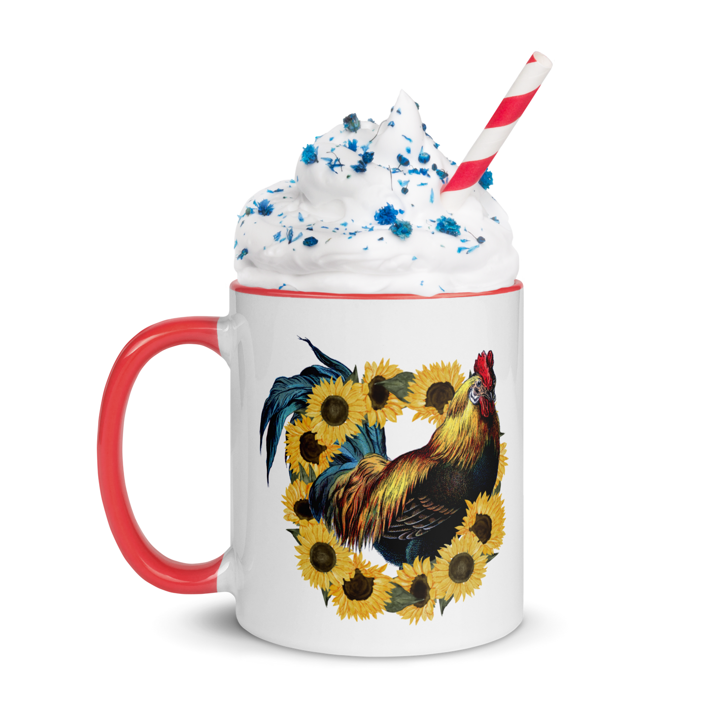 Rooster in Sunflower Wreath Coffee Mug, 11oz and 15oz