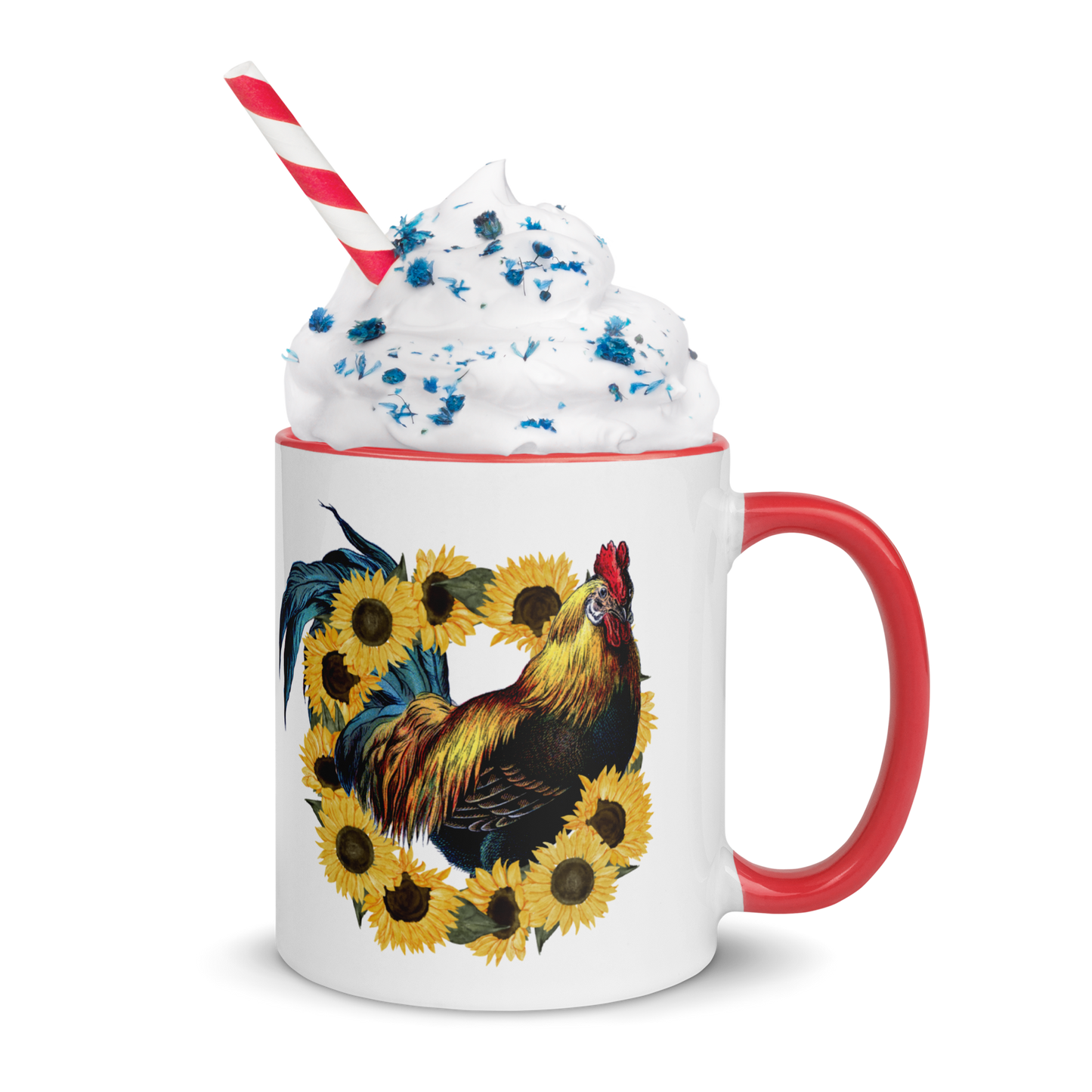 Rooster in Sunflower Wreath Coffee Mug, 11oz and 15oz