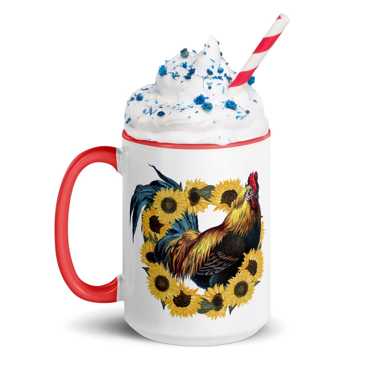 Rooster in Sunflower Wreath Coffee Mug, 11oz and 15oz