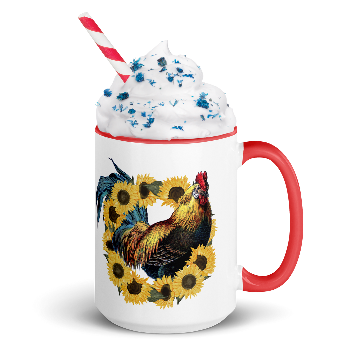 Rooster in Sunflower Wreath Coffee Mug, 11oz and 15oz