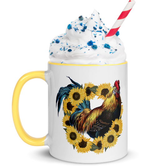 Rooster in Sunflower Wreath Coffee Mug, 11oz and 15oz