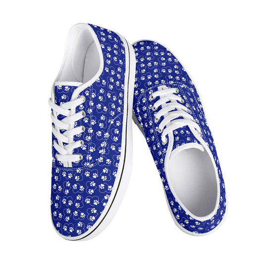 Sneakers, Blue Paw Prints with Hearts