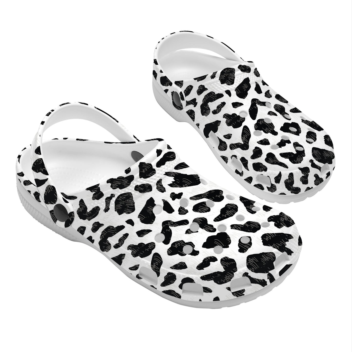 Clogs Animal Print, Slide-On's Cow Hide, Black and White